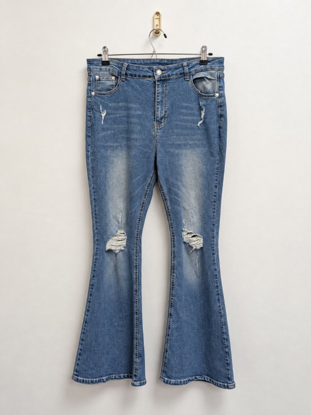 Distressed Bell Bottom Jeans